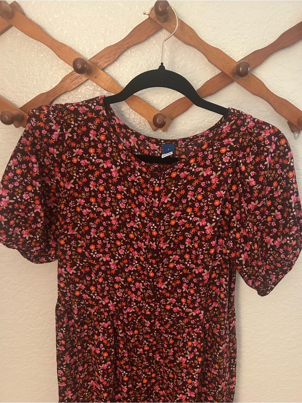 Floral Short Sleeve Long Dress in Pink & Orange and Maroon